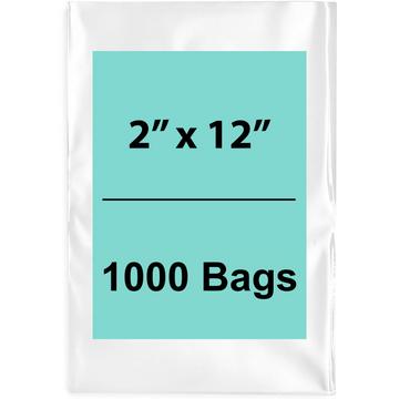 2X12 inches Clear Flat Poly Bags 2Mil Open Top (LDPE)